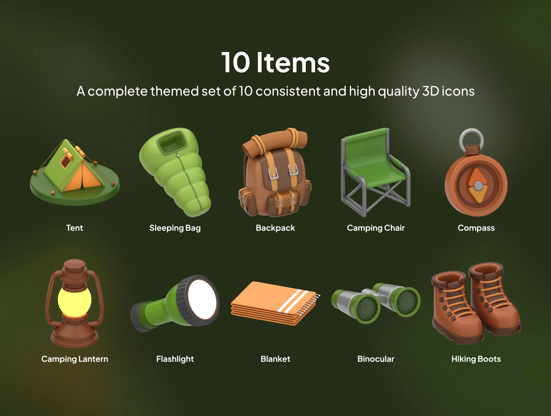 10 3D Camping Icon Pack 1 2