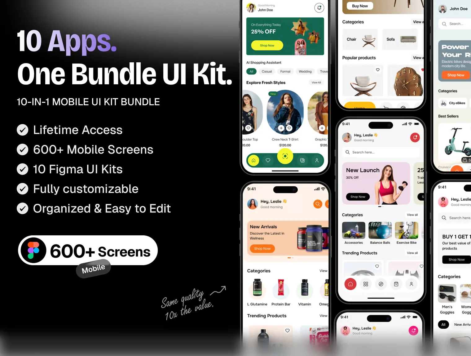 10-in-1 E-commerce Mobile App UI Kit Bundle