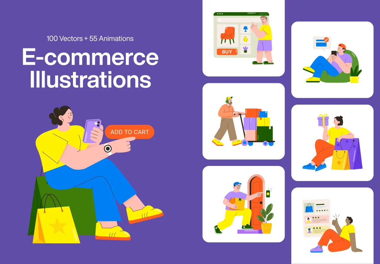 100 E-Commerce Illustration Bundle