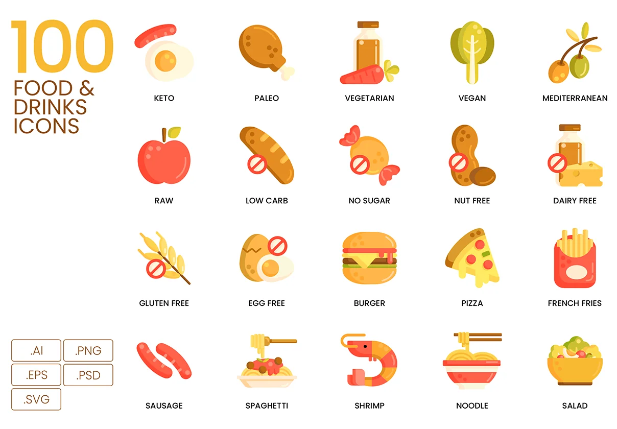 100 Food & Drink Icons | Caramel Series