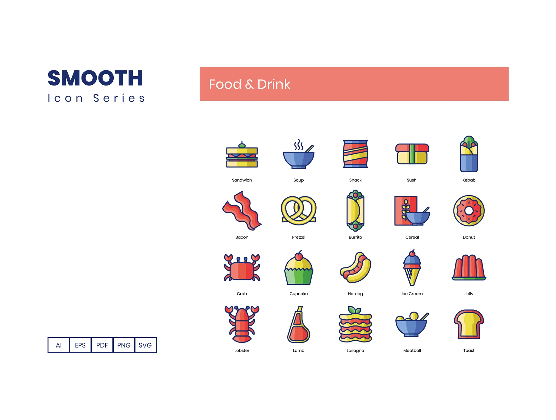 100 Food & Drinks Icons | Smooth Series 3