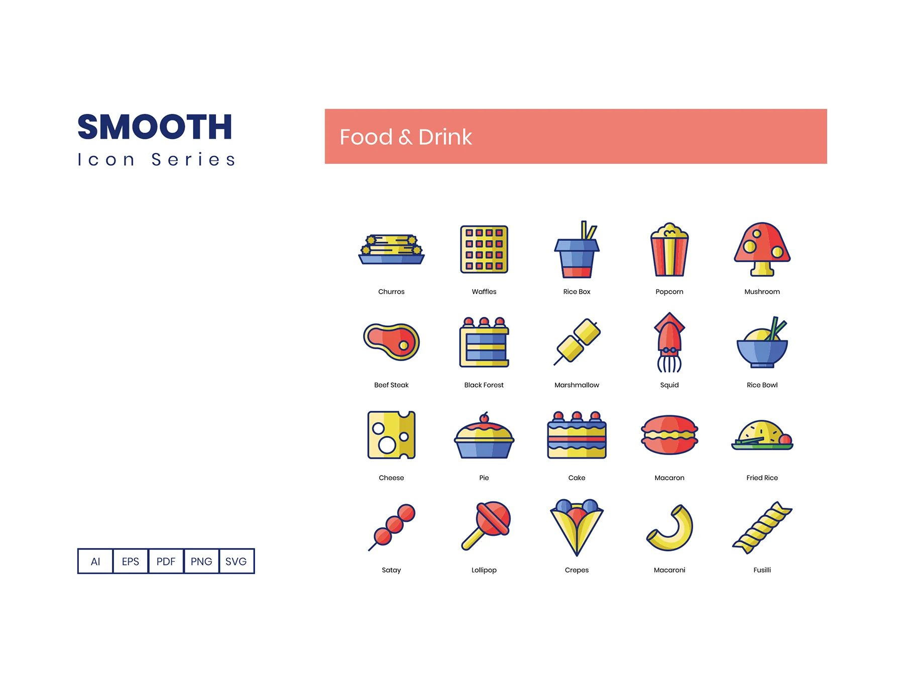 100 Food & Drinks Icons | Smooth Series 4