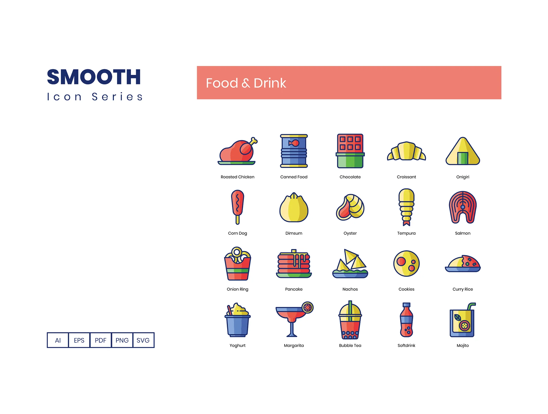 100 Food & Drinks Icons | Smooth Series 5