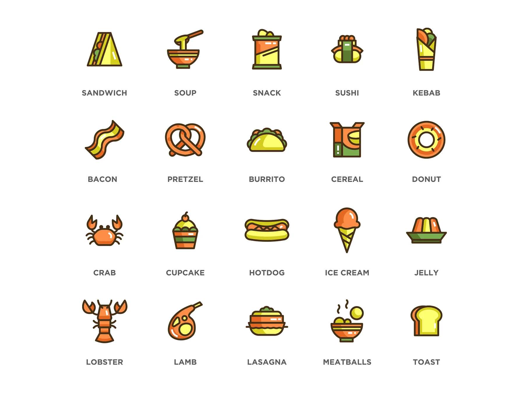100 Food & Drinks Icons | Eco Series 3