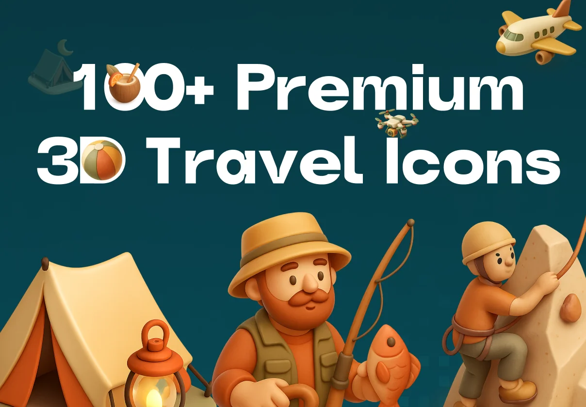 100+ Premium 3D Travel Icons