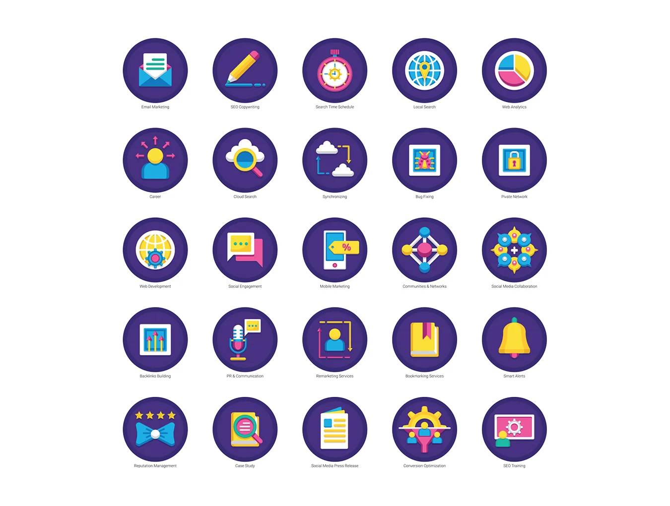 100 SEO Icons | Orchid Series 4