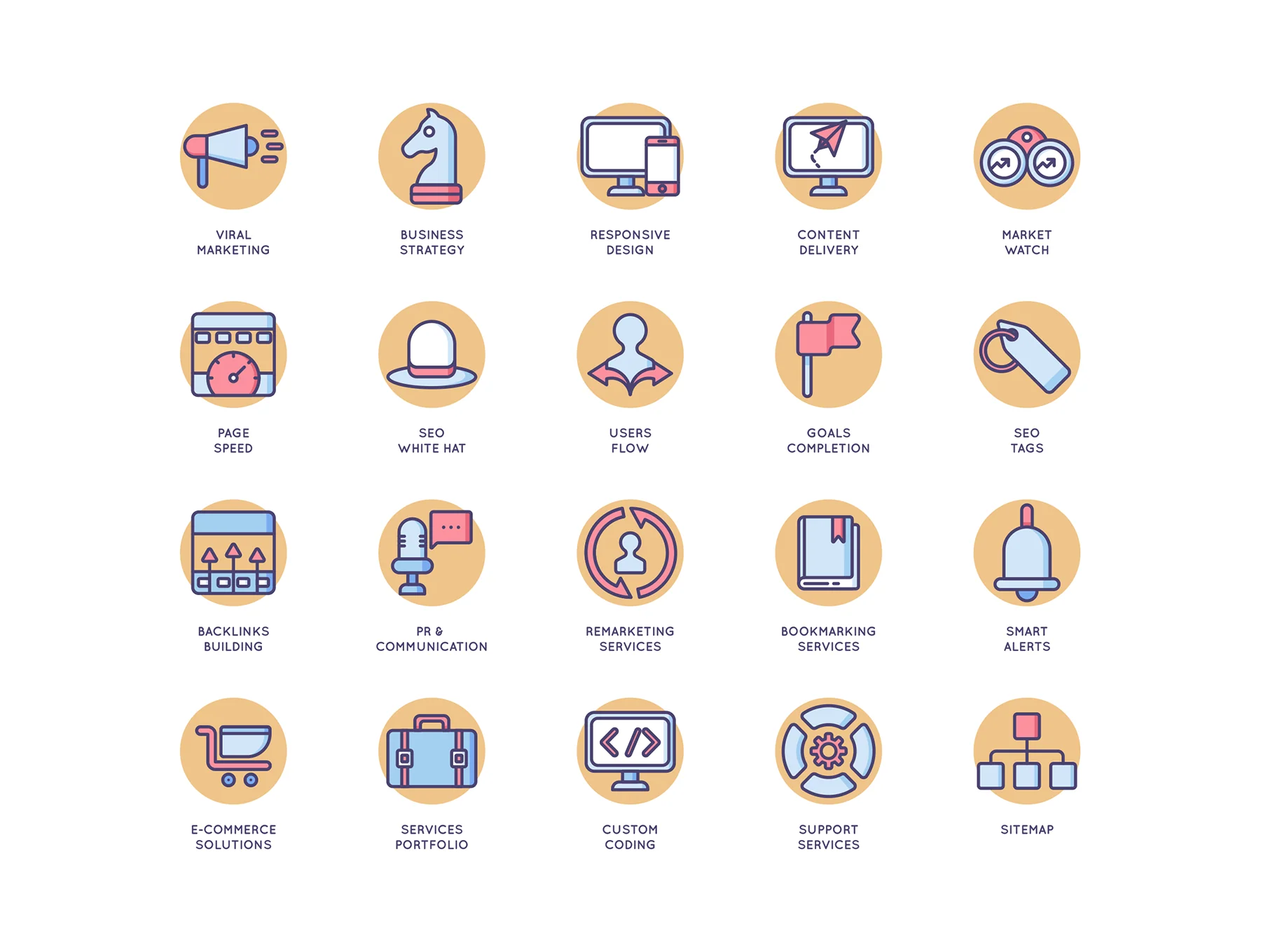 100 SEO Icons | Butterscotch Series 5