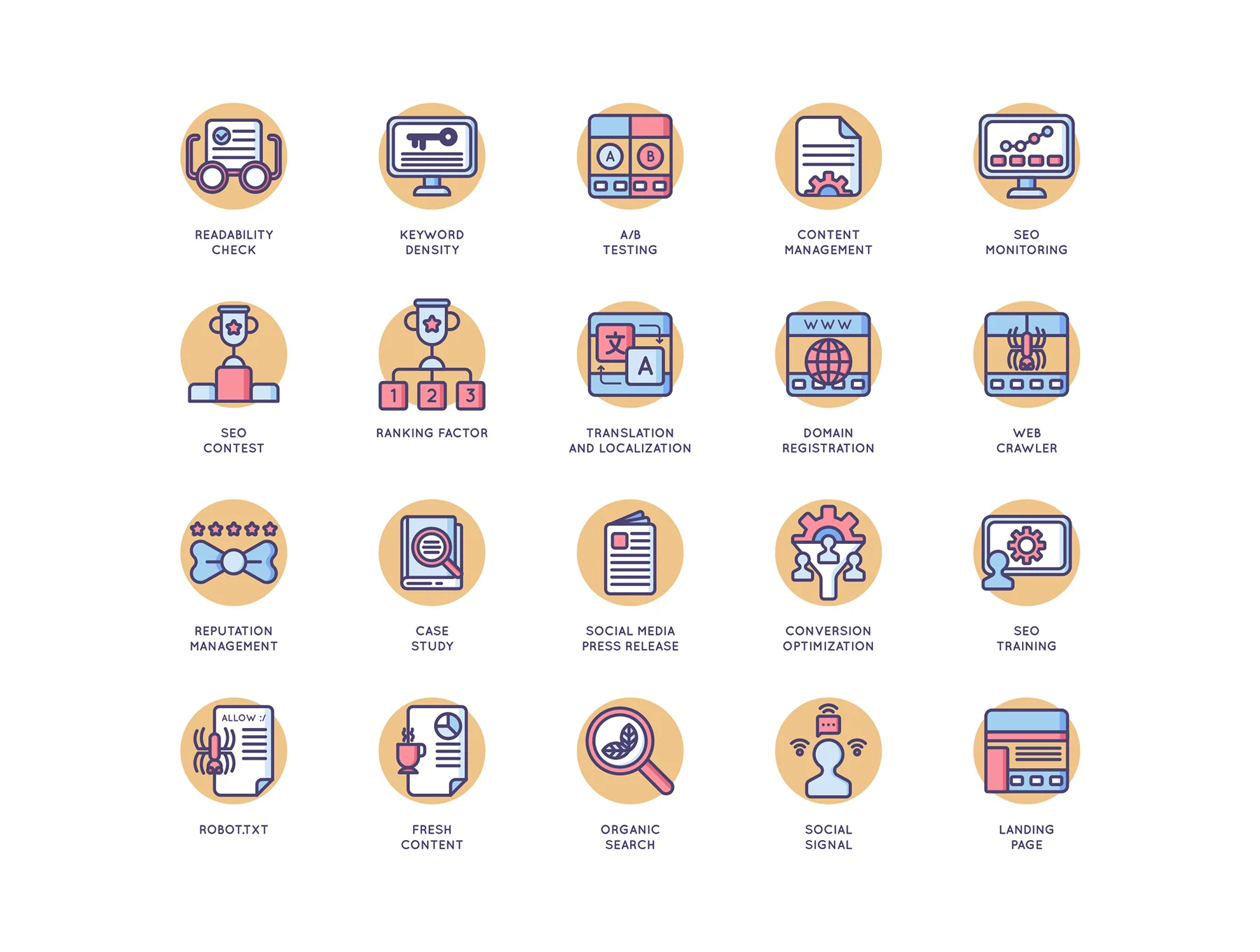 100 SEO Icons | Butterscotch Series 6