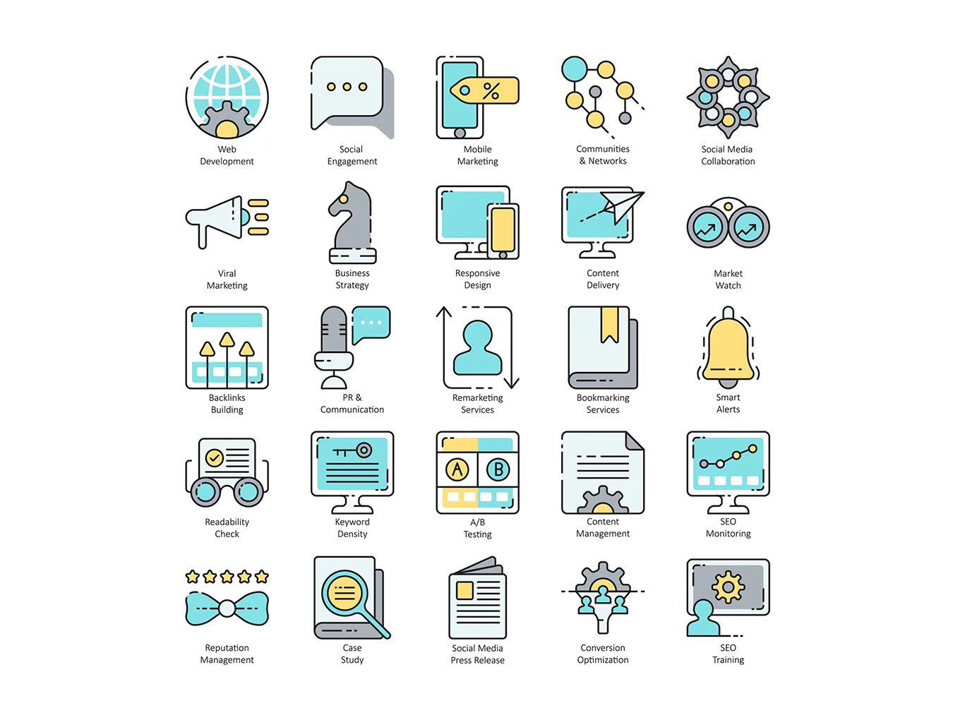100 SEO Icons | Aqua Series 4