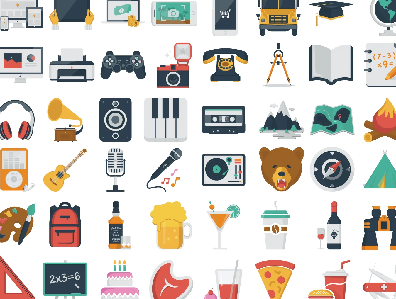 100 Simple Flat Icons 4