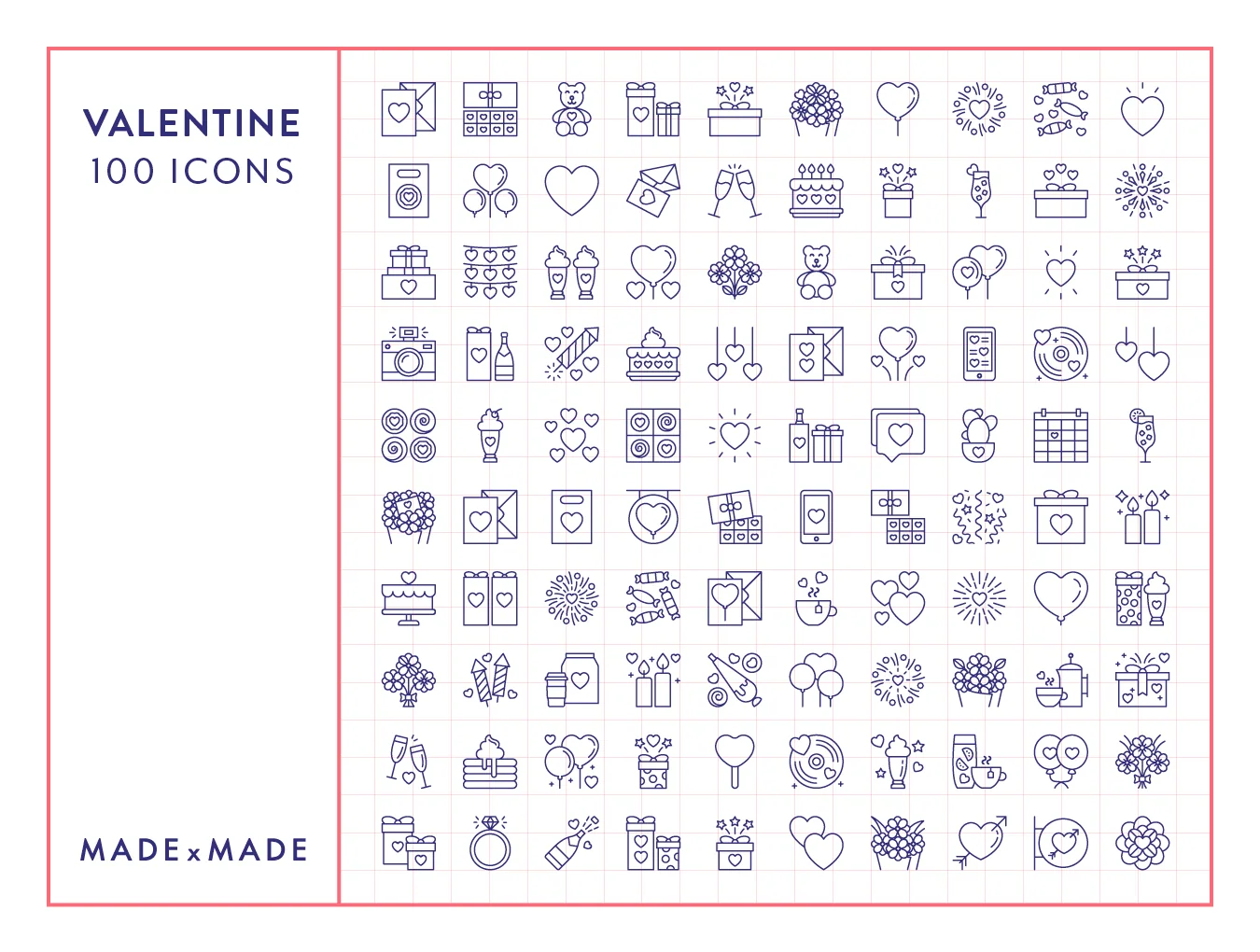 100 Valentine Line Icons 2