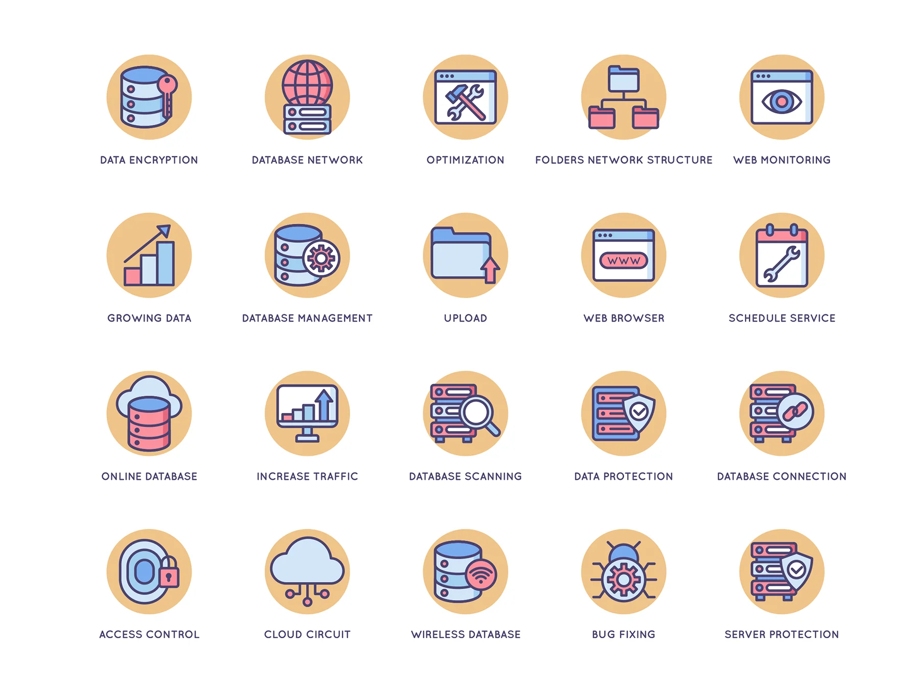 100 Web Hosting Icons | Butterscotch Series 5