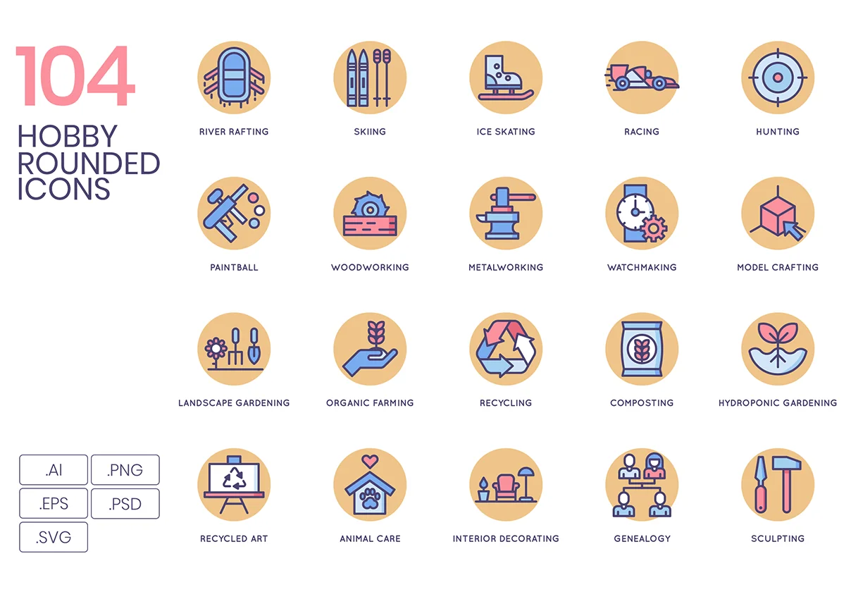 104 Hobby Icons | Butterscotch Series