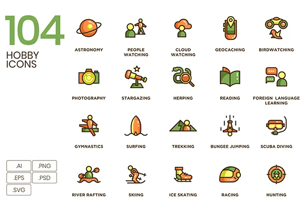 104 Hobby Icons | Eco Series