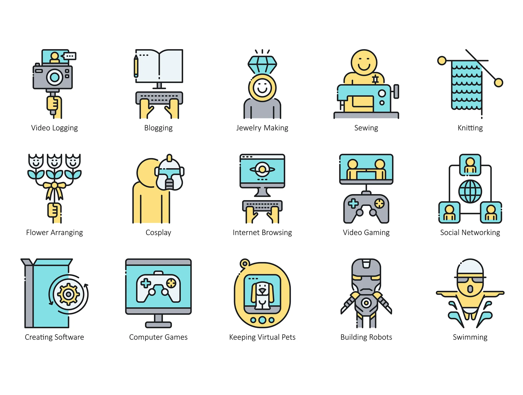 104 Hobby Icons | Aqua Series 5
