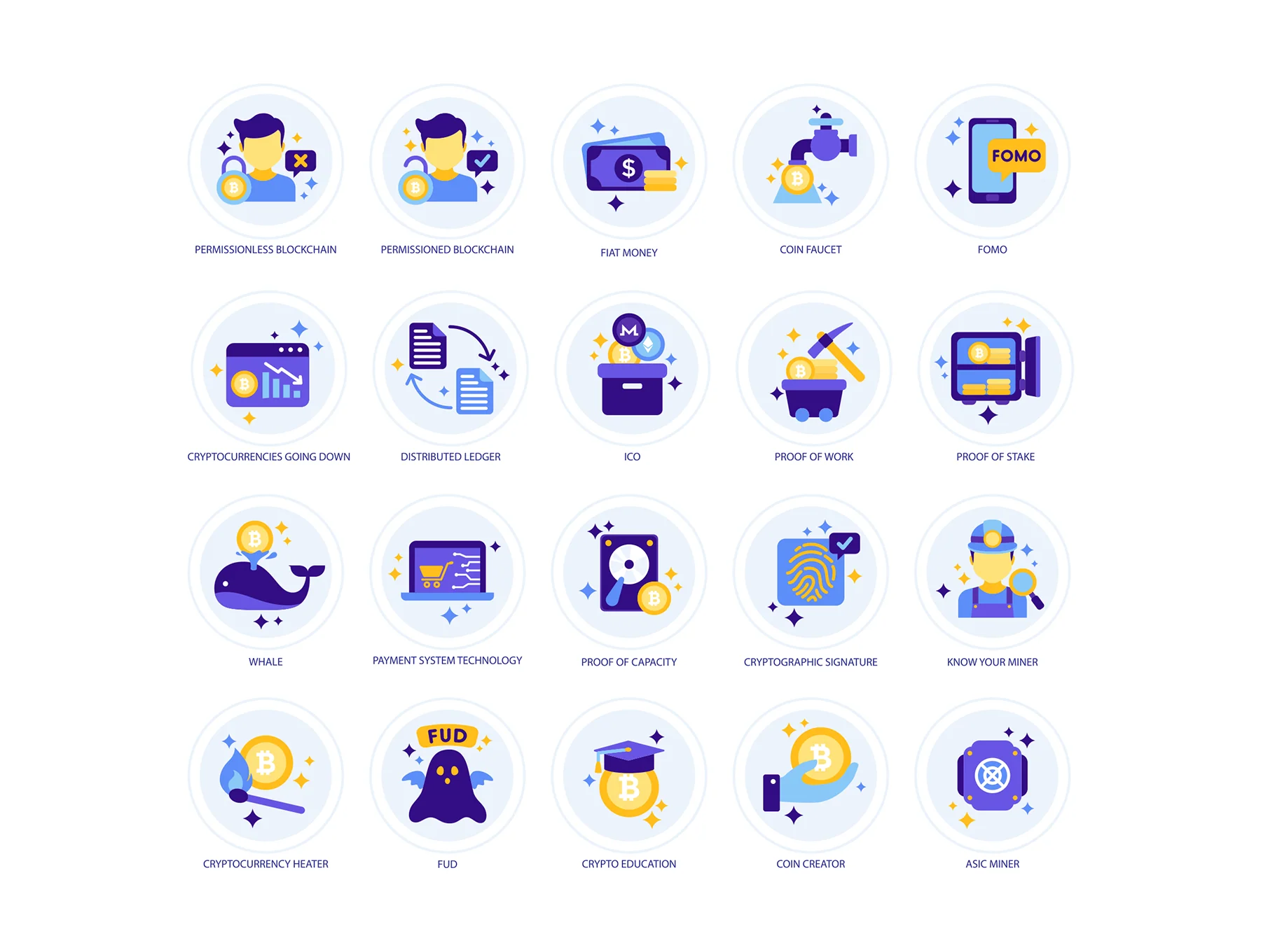 105 Cryptocurrency Icons | Lavender Series 5