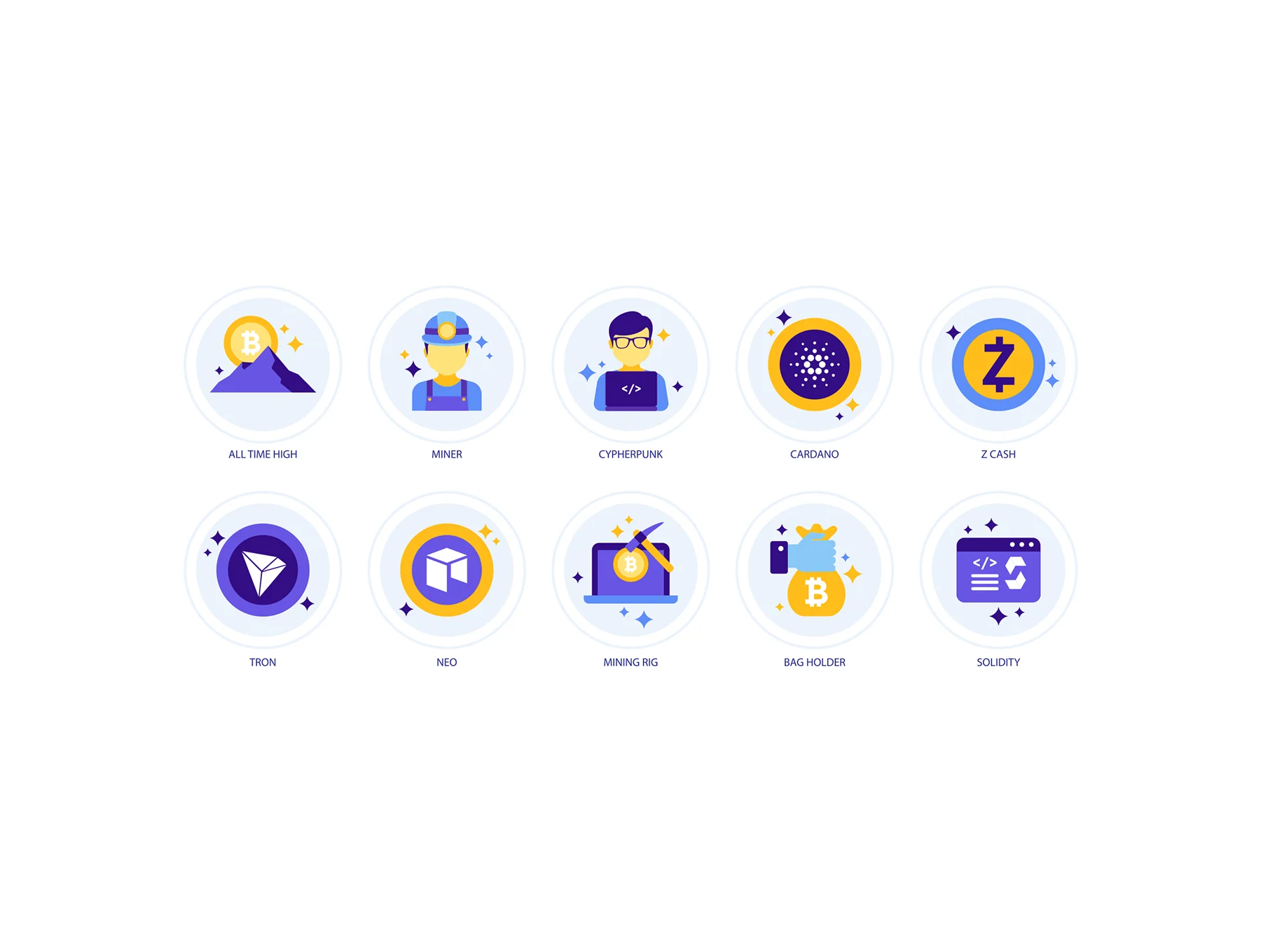 105 Cryptocurrency Icons | Lavender Series 7