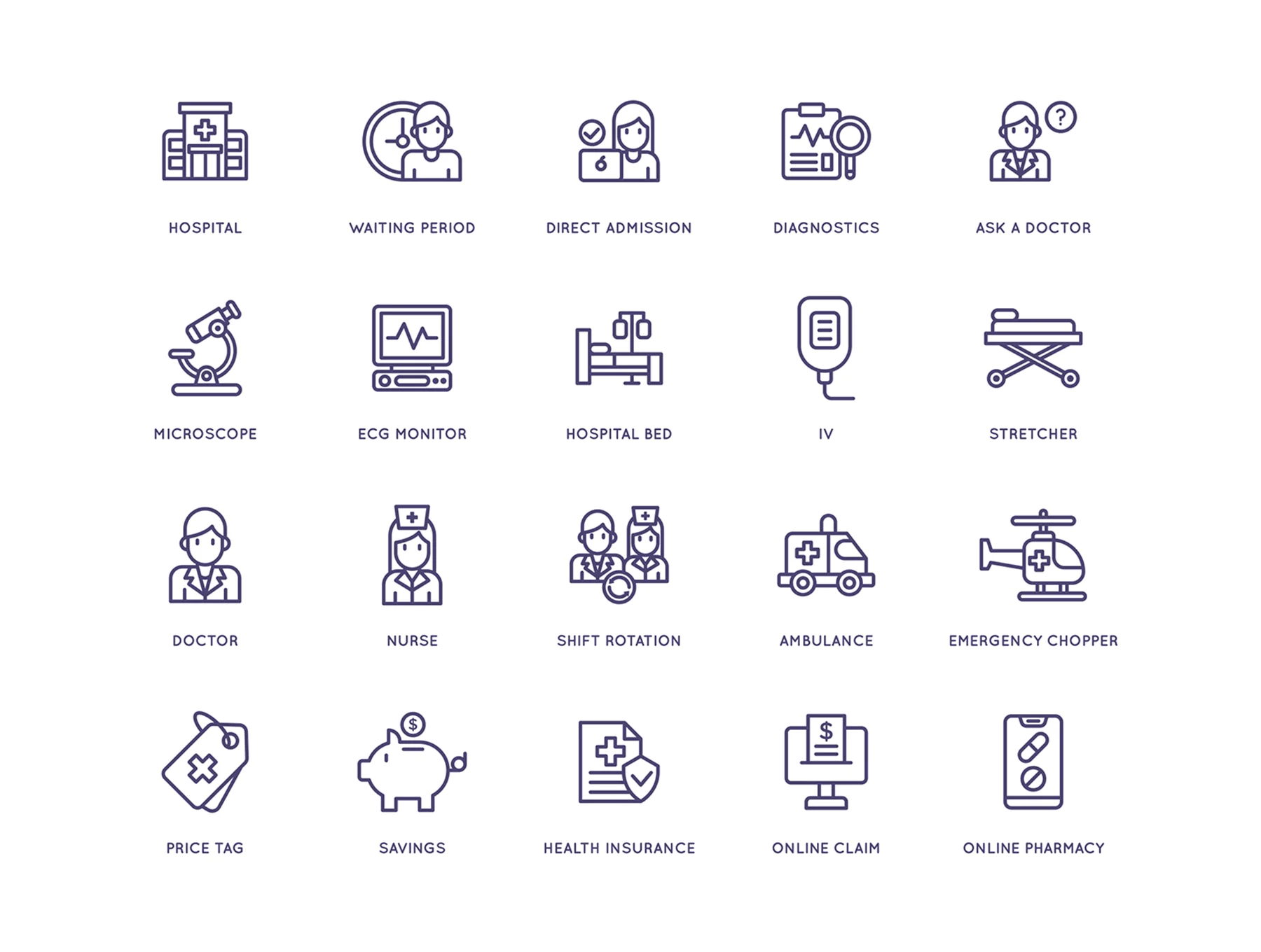 105 Medical and Healthcare Icons | Line Series 2