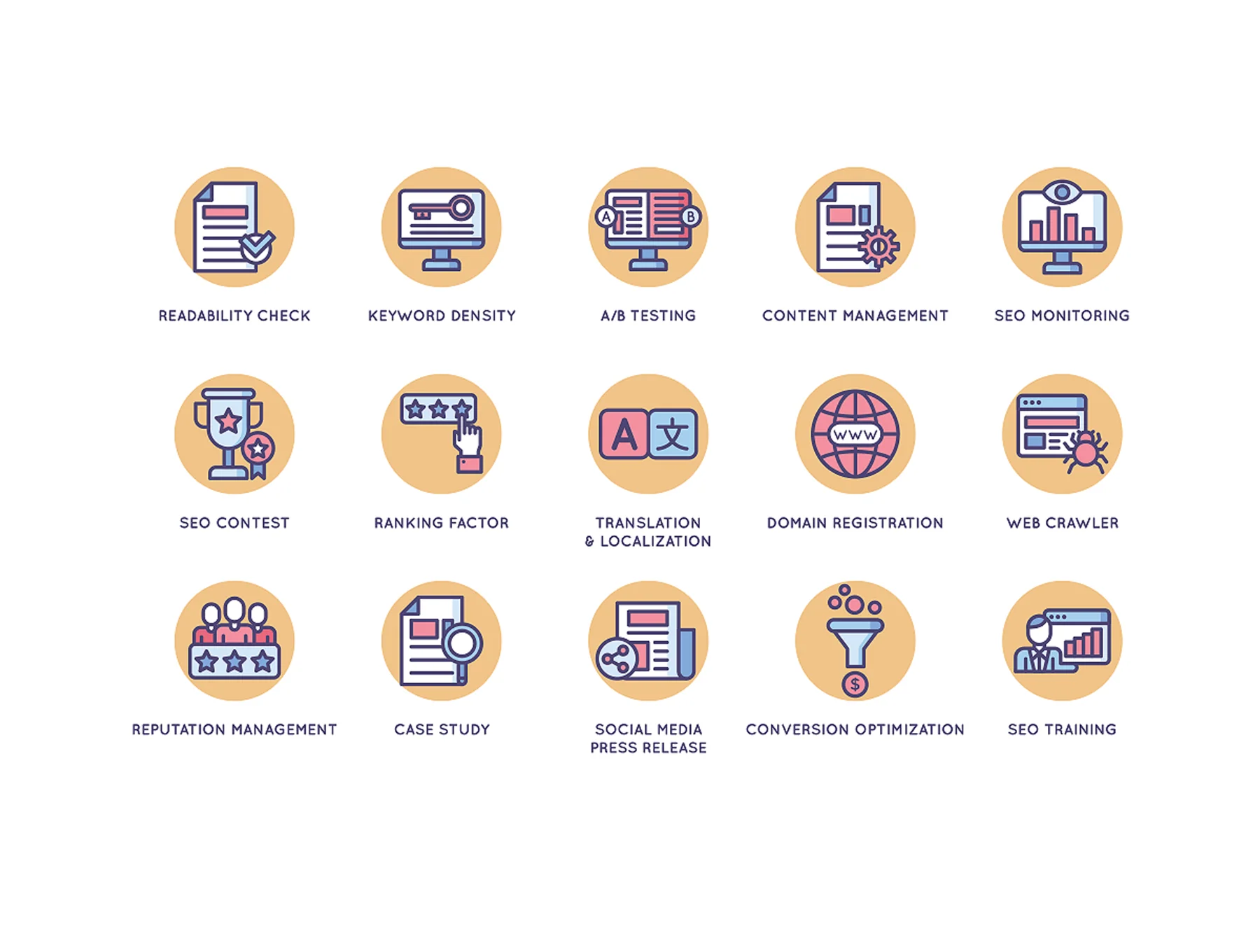 108 Online Marketing Icons | Butterscotch Series 6