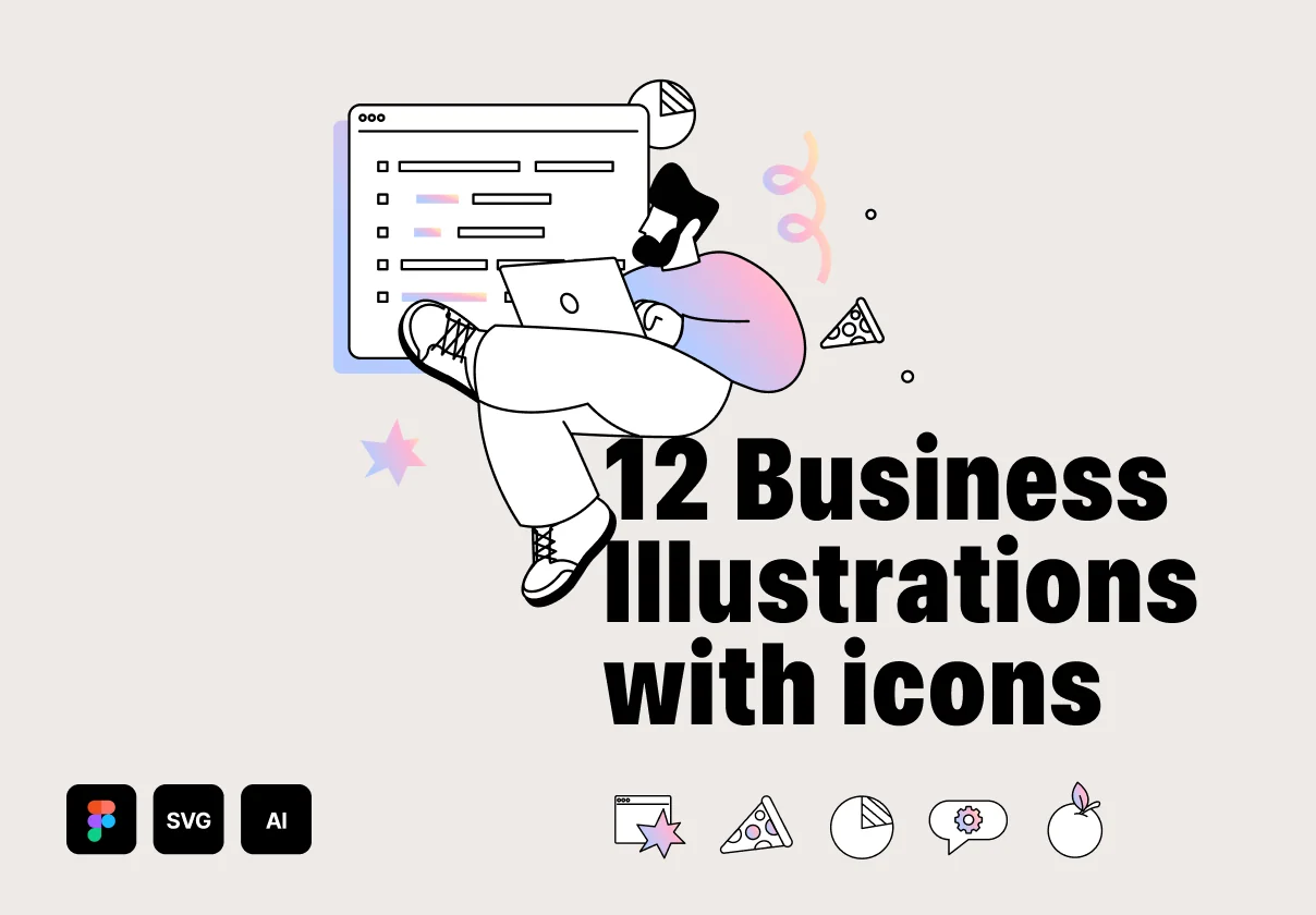 12 Business illustrations + icons