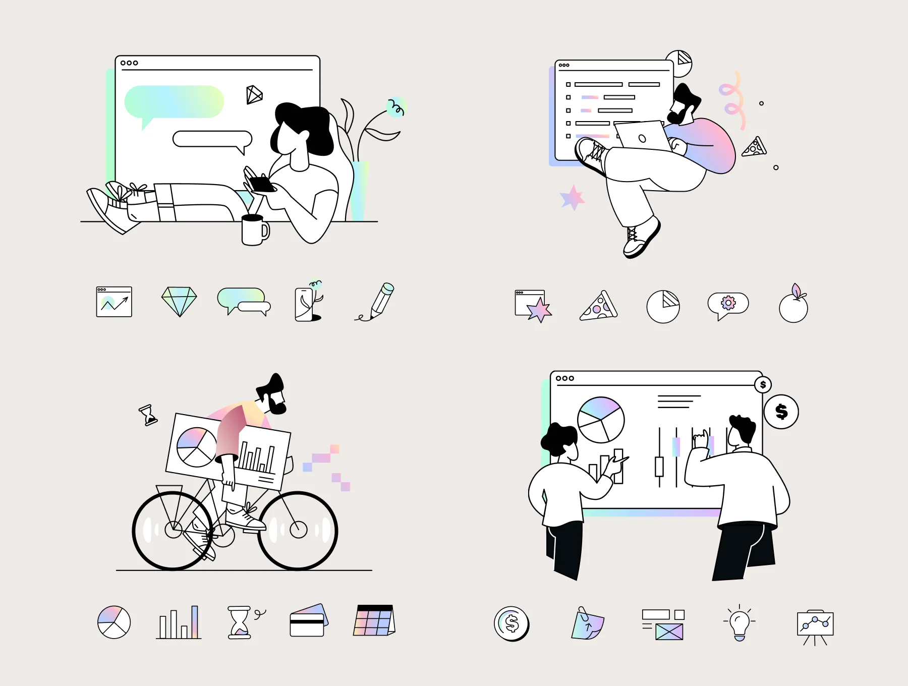 12 Business illustrations + icons 7