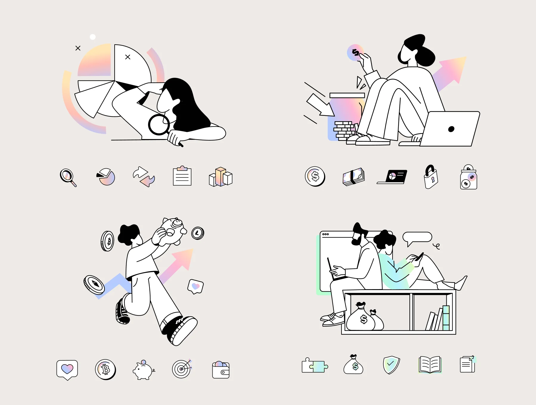 12 Business illustrations + icons 8