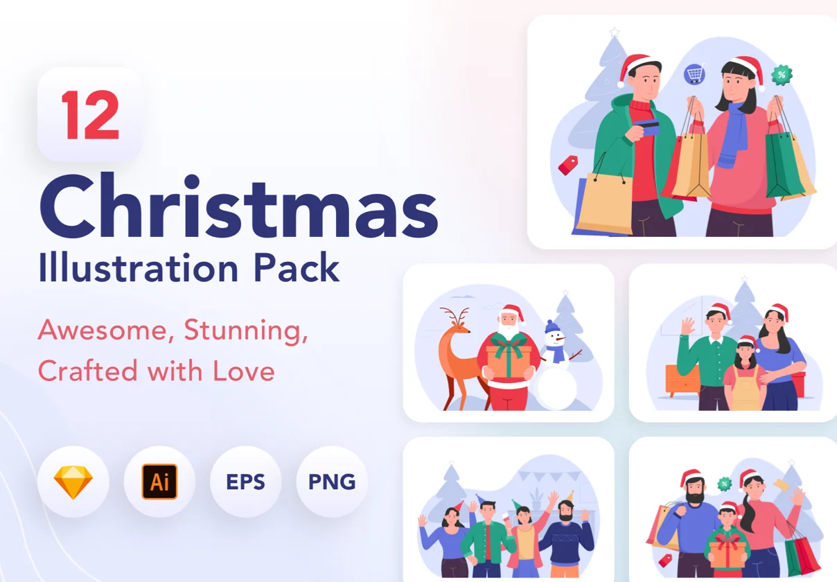 12 Christmas & New year Illustration