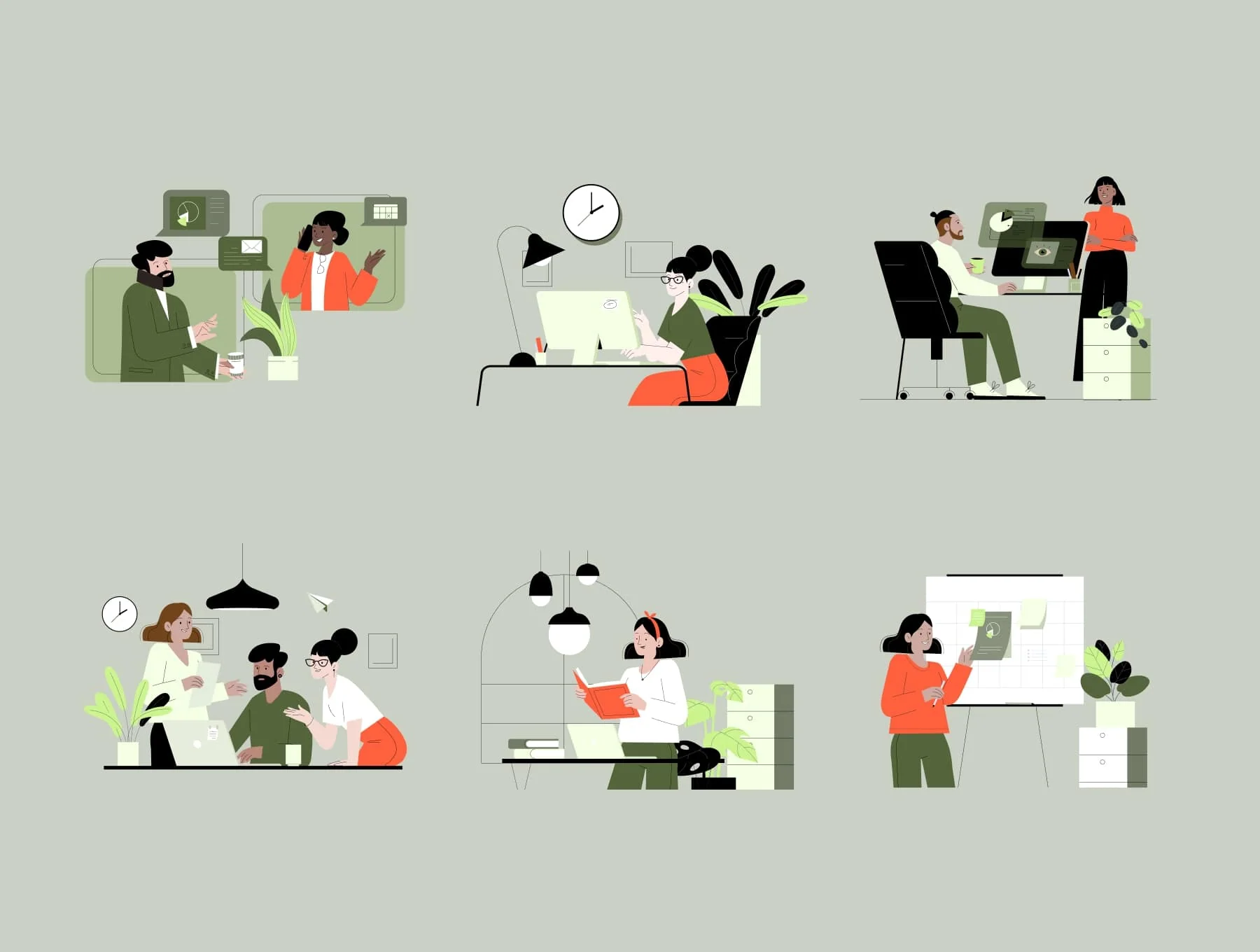 12 Office life illustration pack 2
