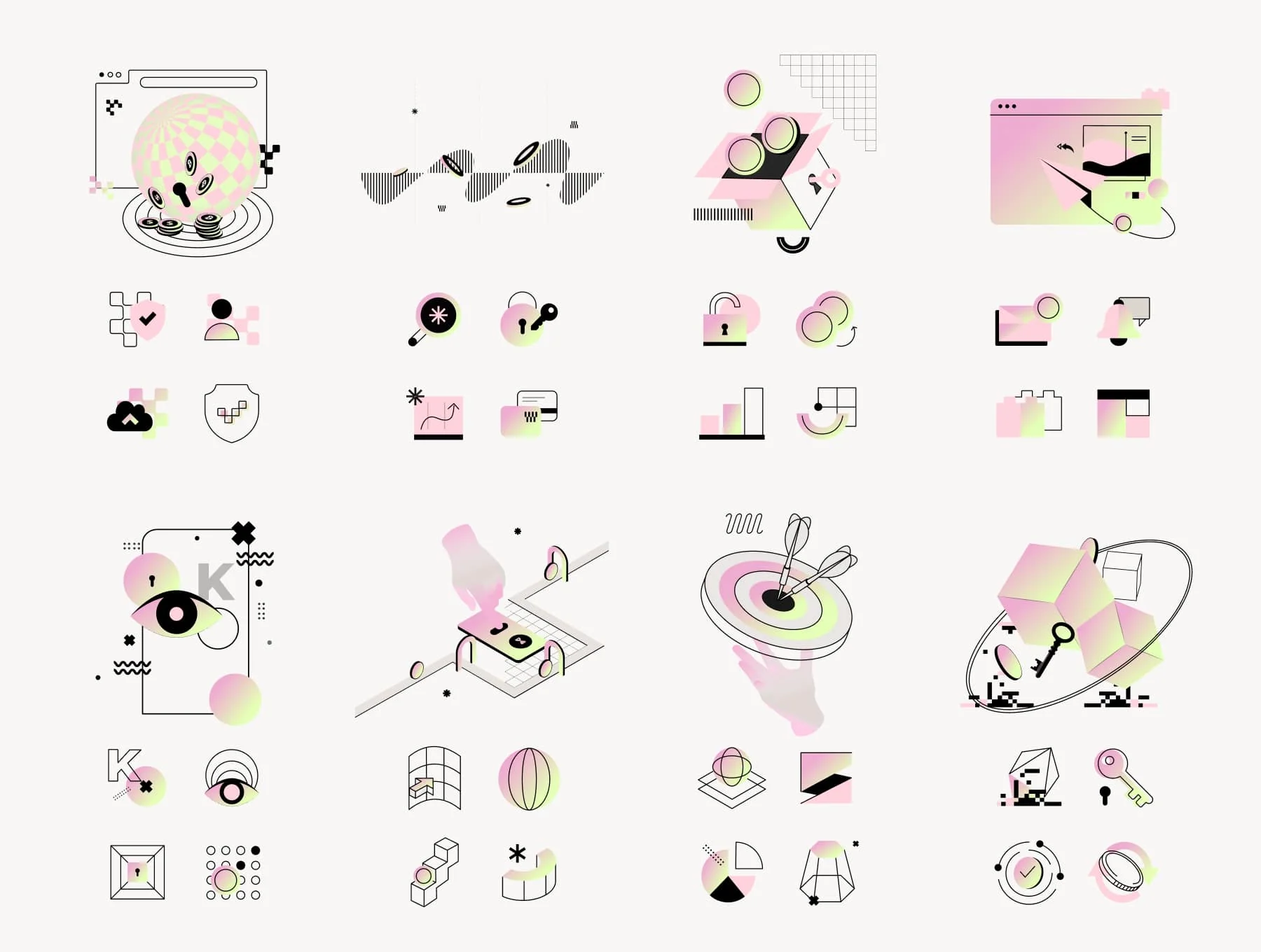 16 Vector Crypto Illustrations + 4 Icons per Illustration 2