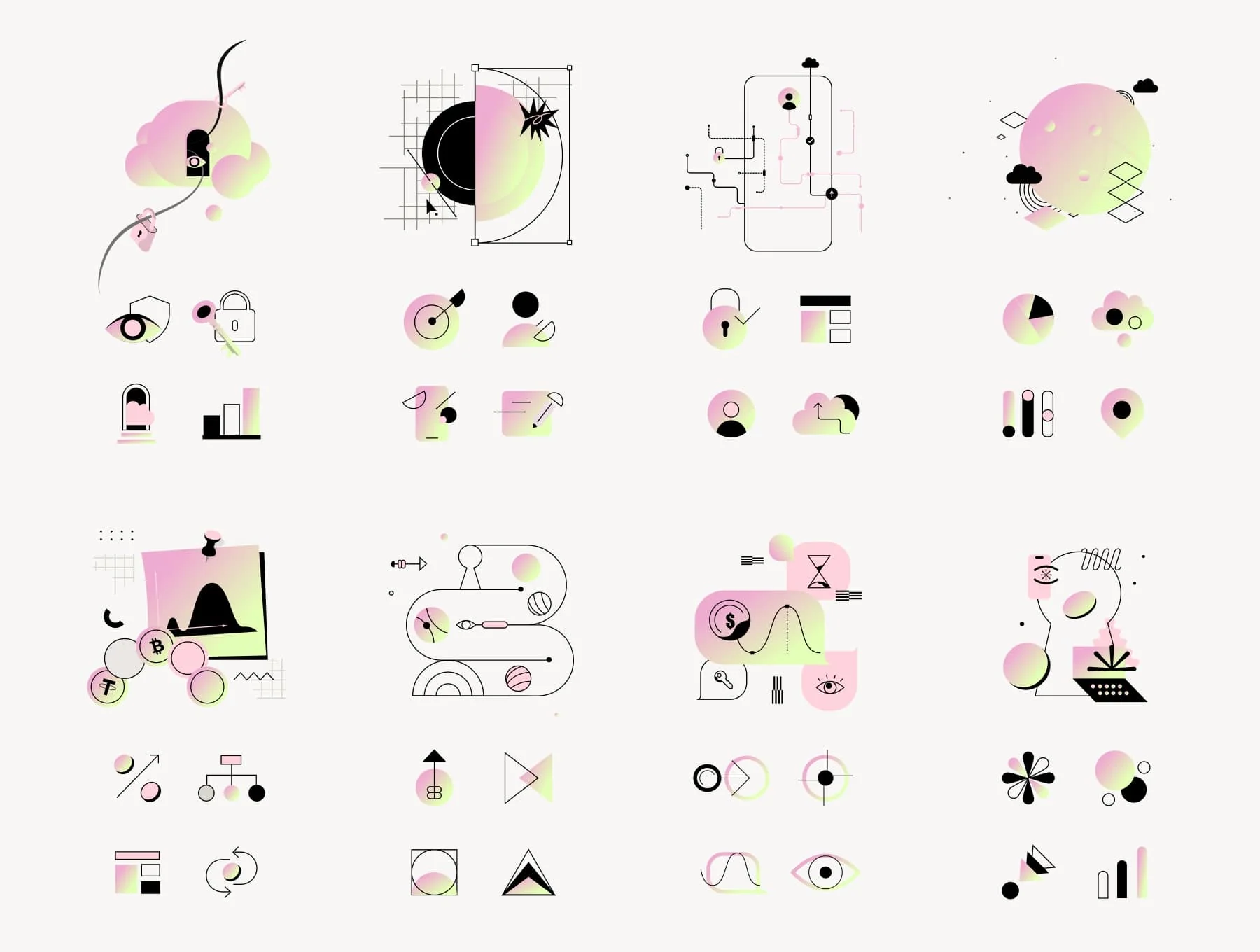 16 Vector Crypto Illustrations + 4 Icons per Illustration 3