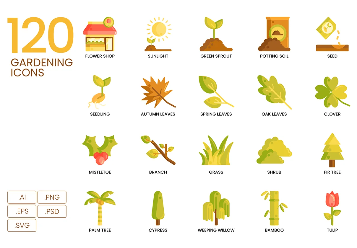 120 Gardening Icons | Caramel Series