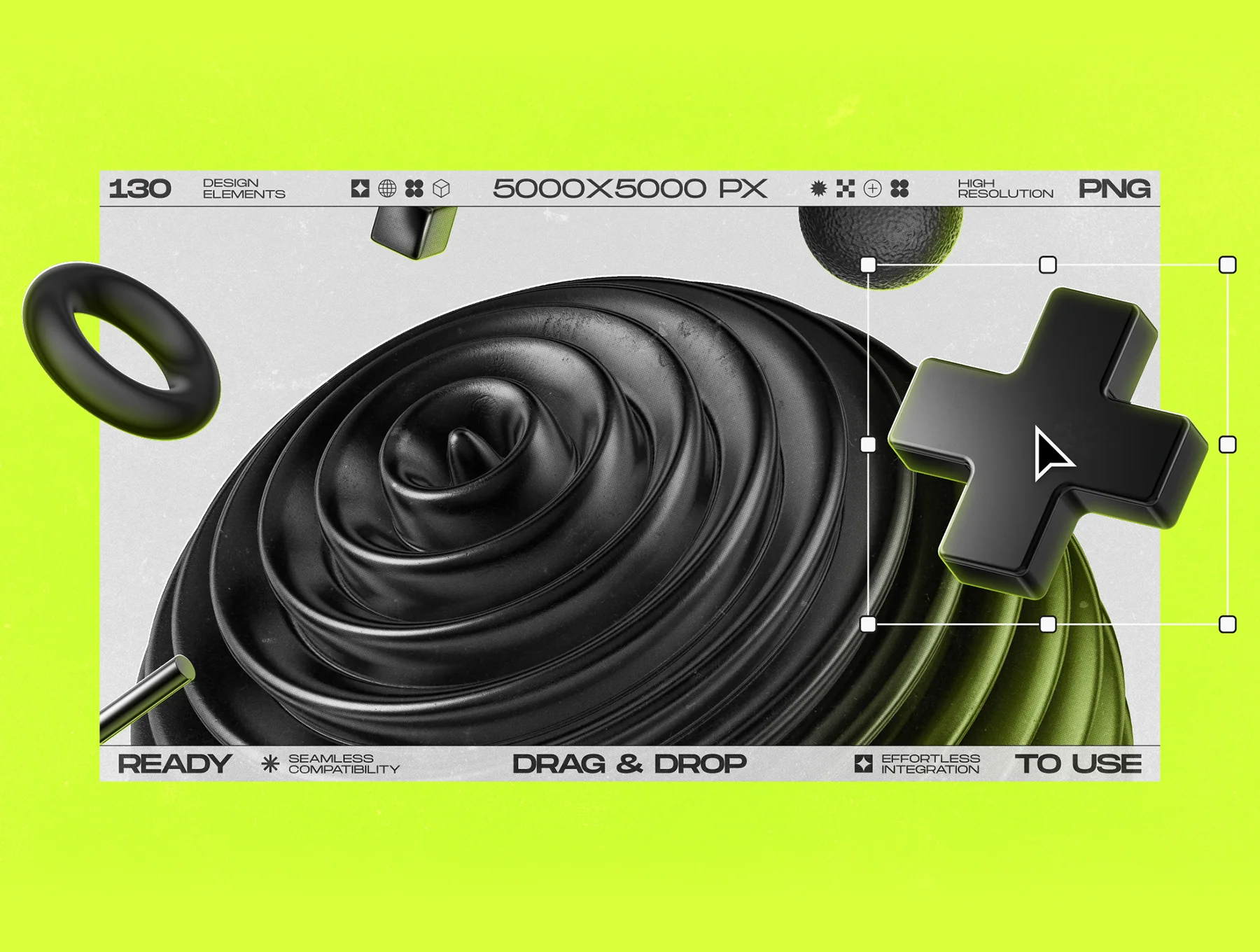 130 Black 3D Elements Collection Vol.1 10