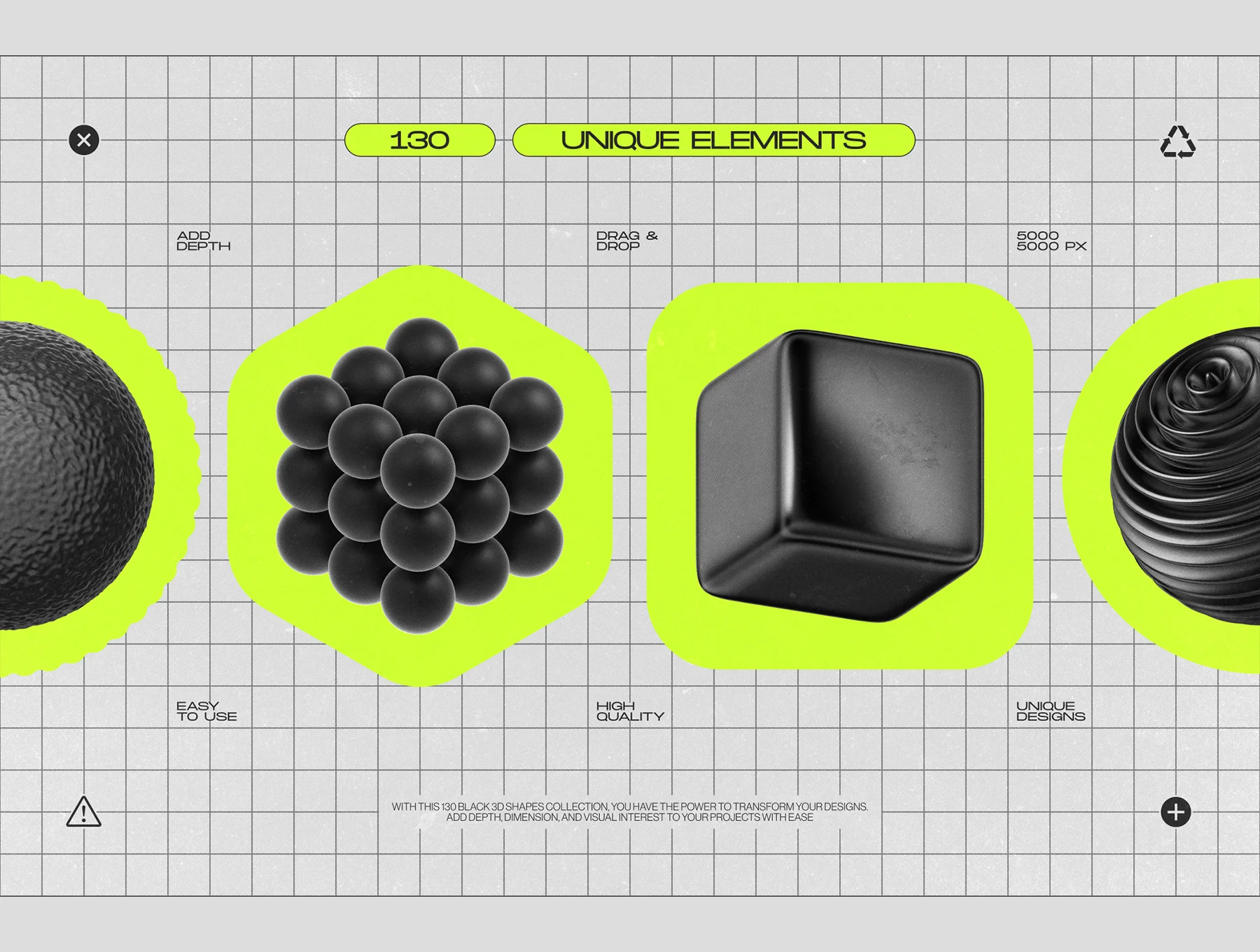 130 Black 3D Elements Collection Vol.1 11