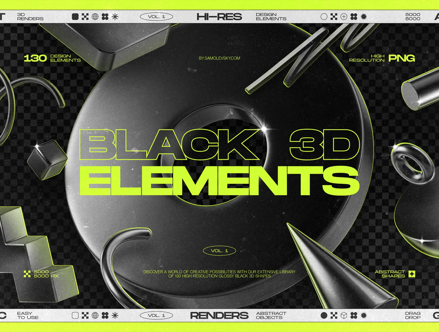 130 Black 3D Elements Collection Vol.1