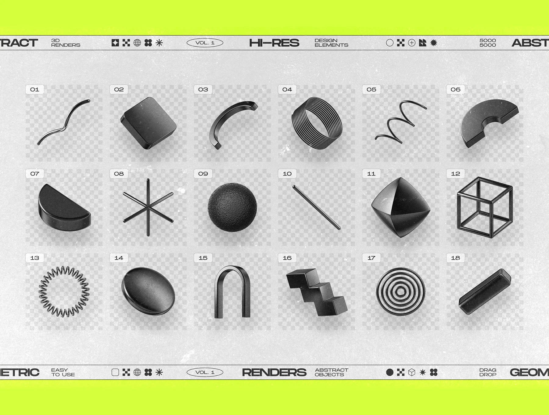 130 Black 3D Elements Collection Vol.1 3