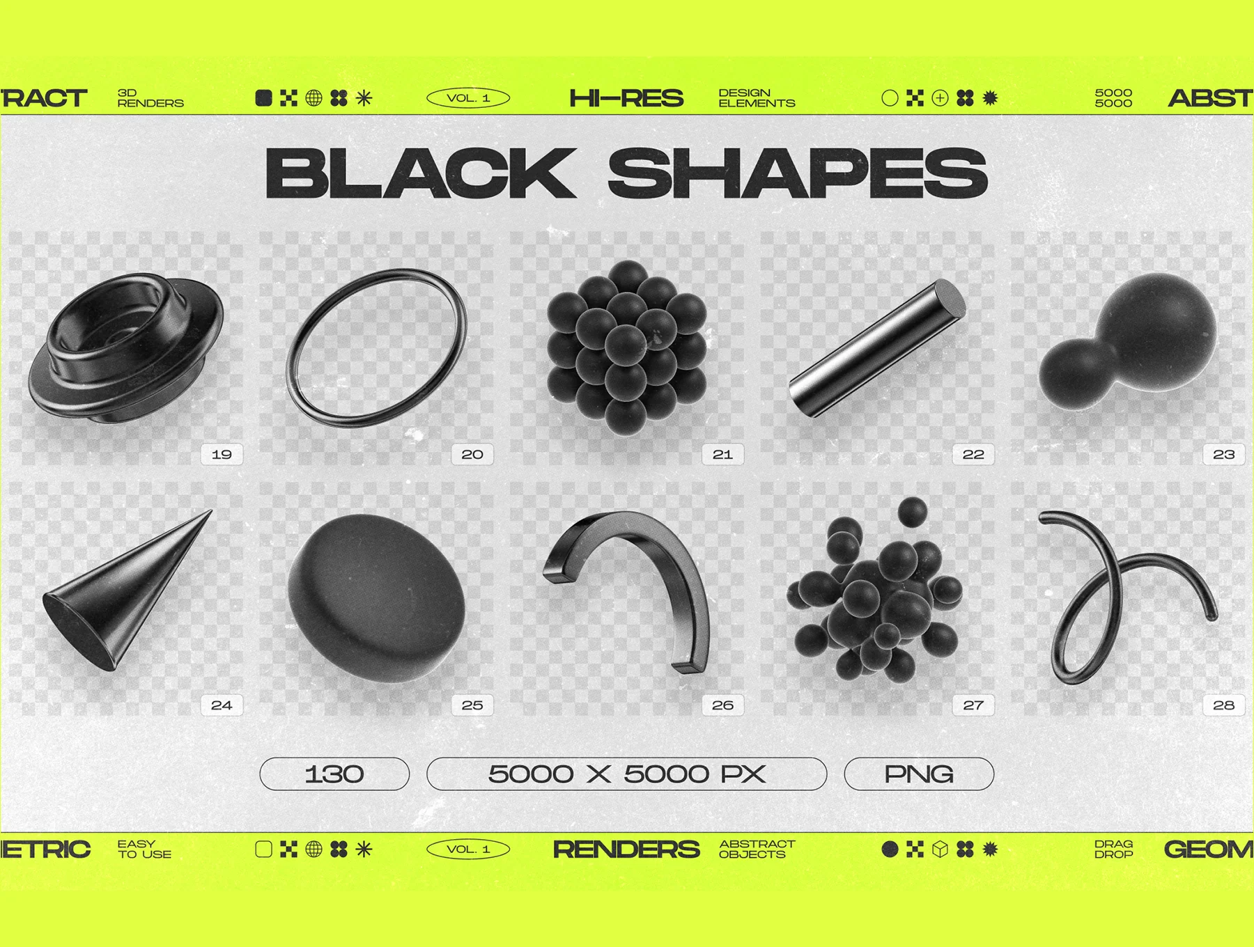 130 Black 3D Elements Collection Vol.1 5