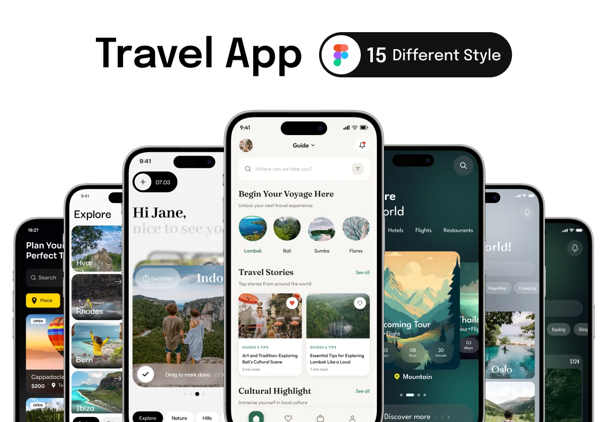 Travel UI Kit — Tour & Booking Screens