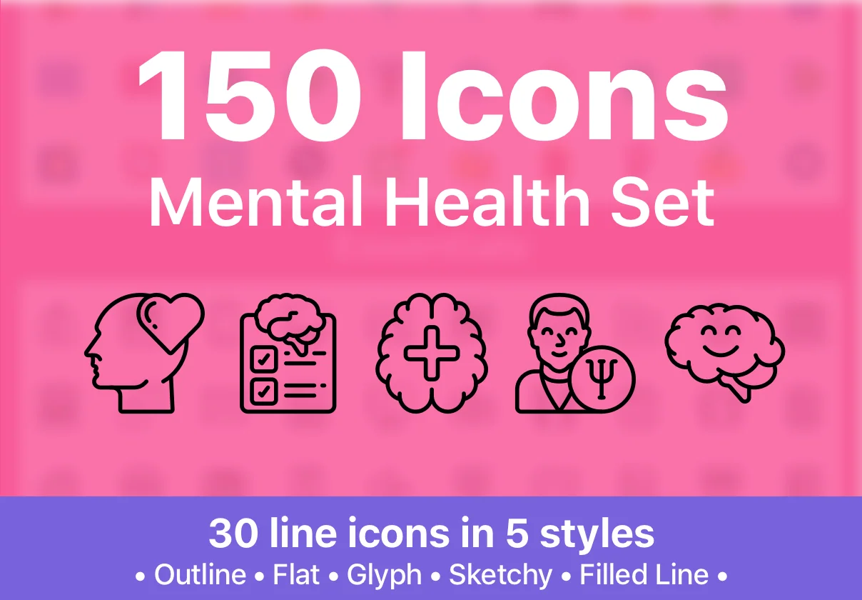 150 Mental Health Icons