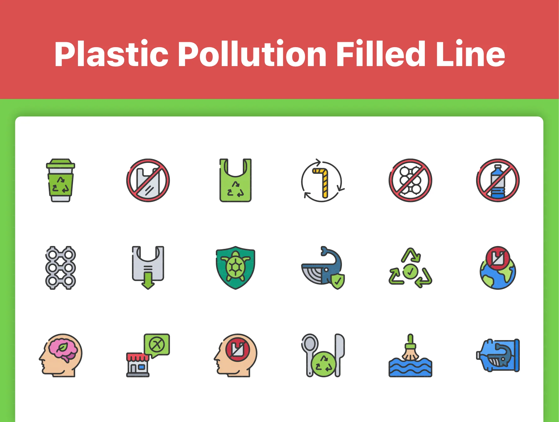 150 Plastic Pollution Icons 3