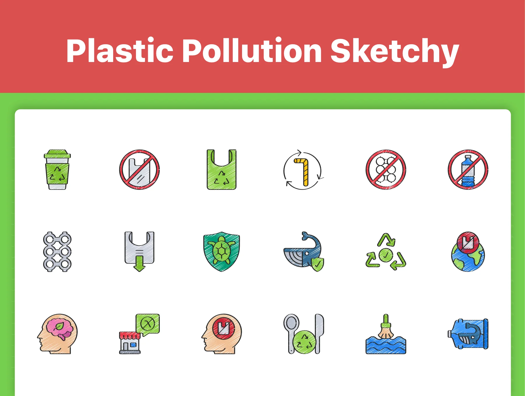 150 Plastic Pollution Icons 5