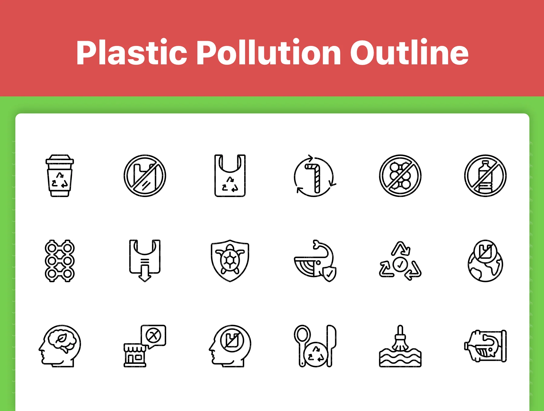 150 Plastic Pollution Icons 7