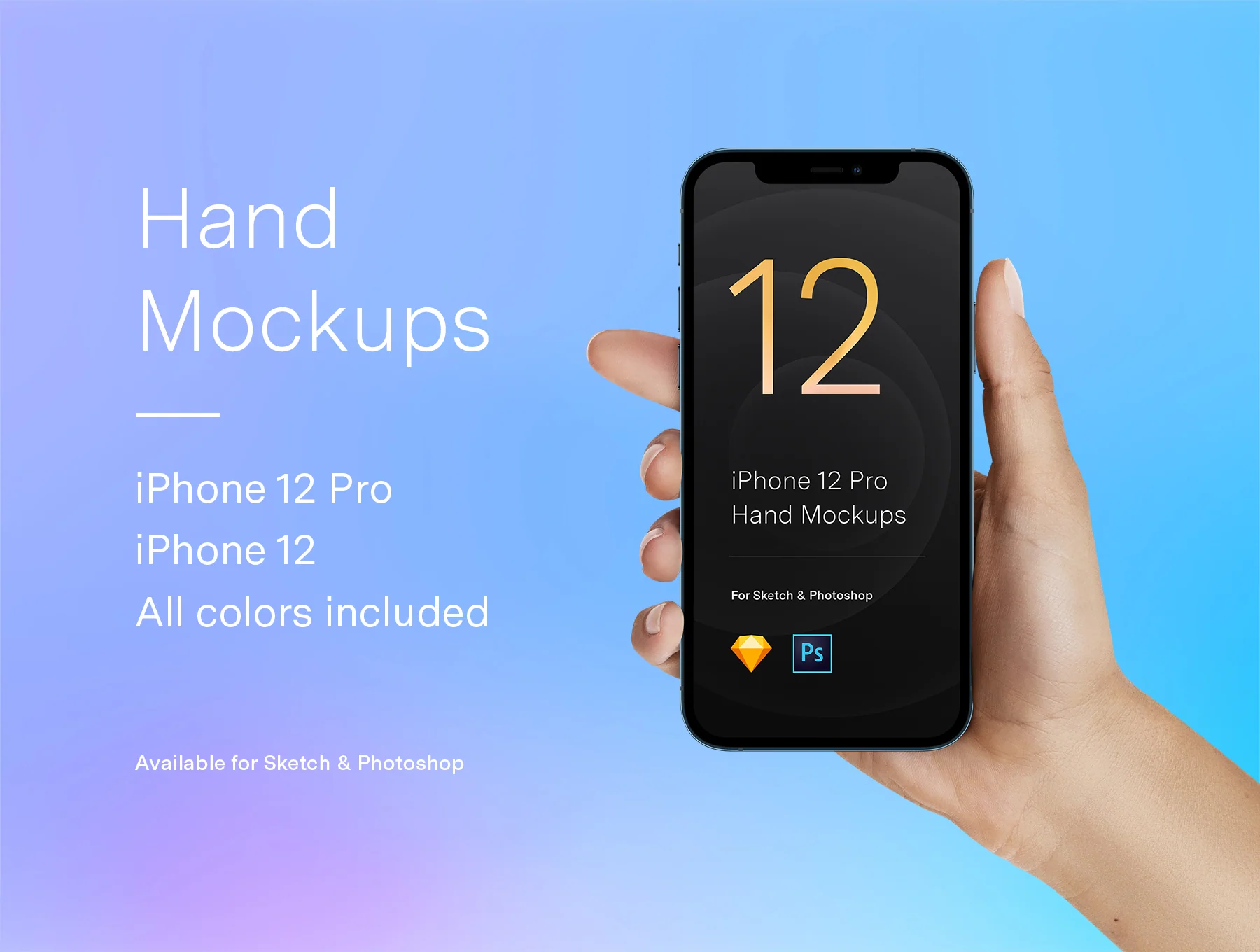 2 Hands Mockups iPhone 12 Pro & iPhone 12