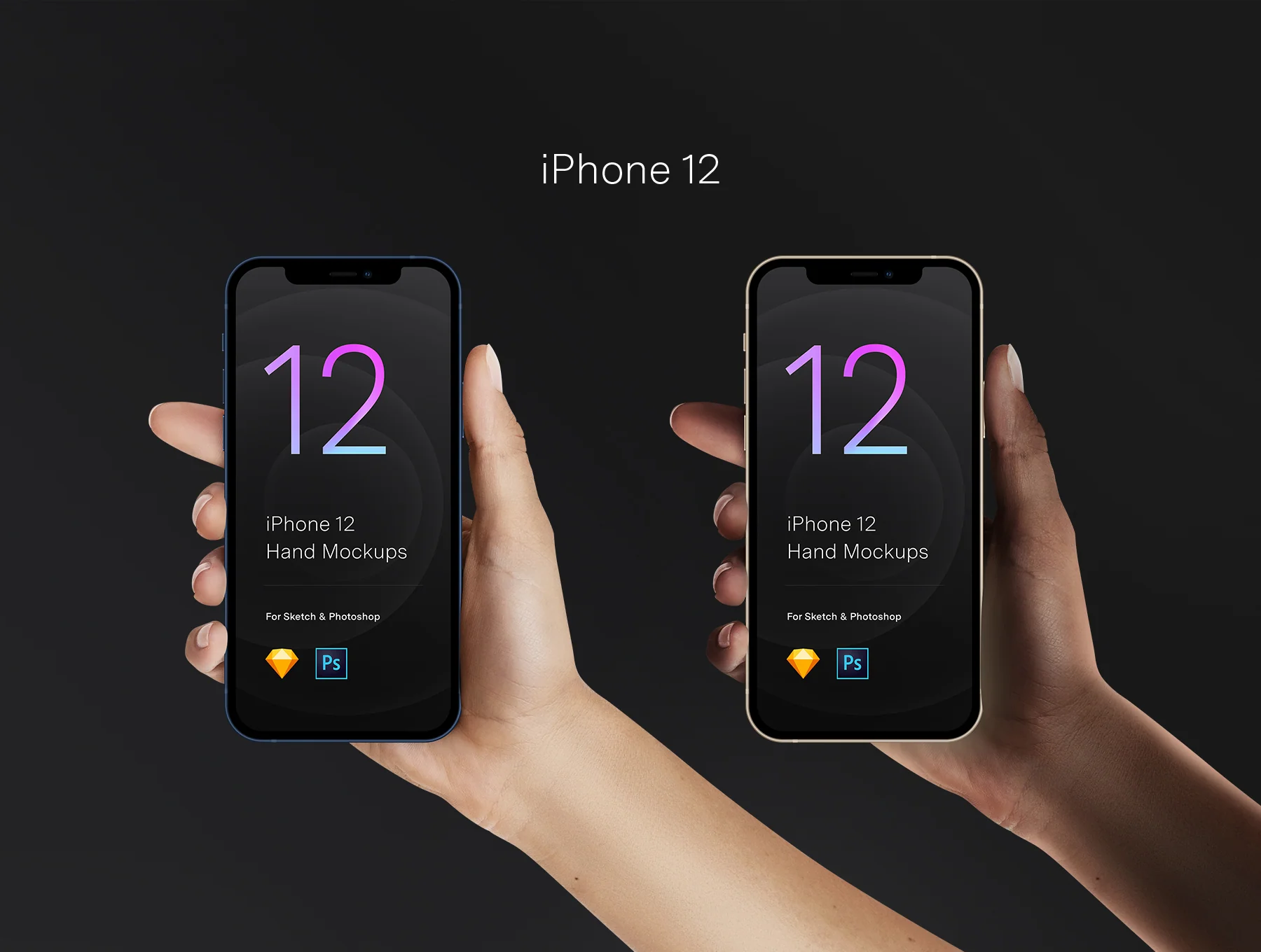 2 Hands Mockups iPhone 12 Pro & iPhone 12 3