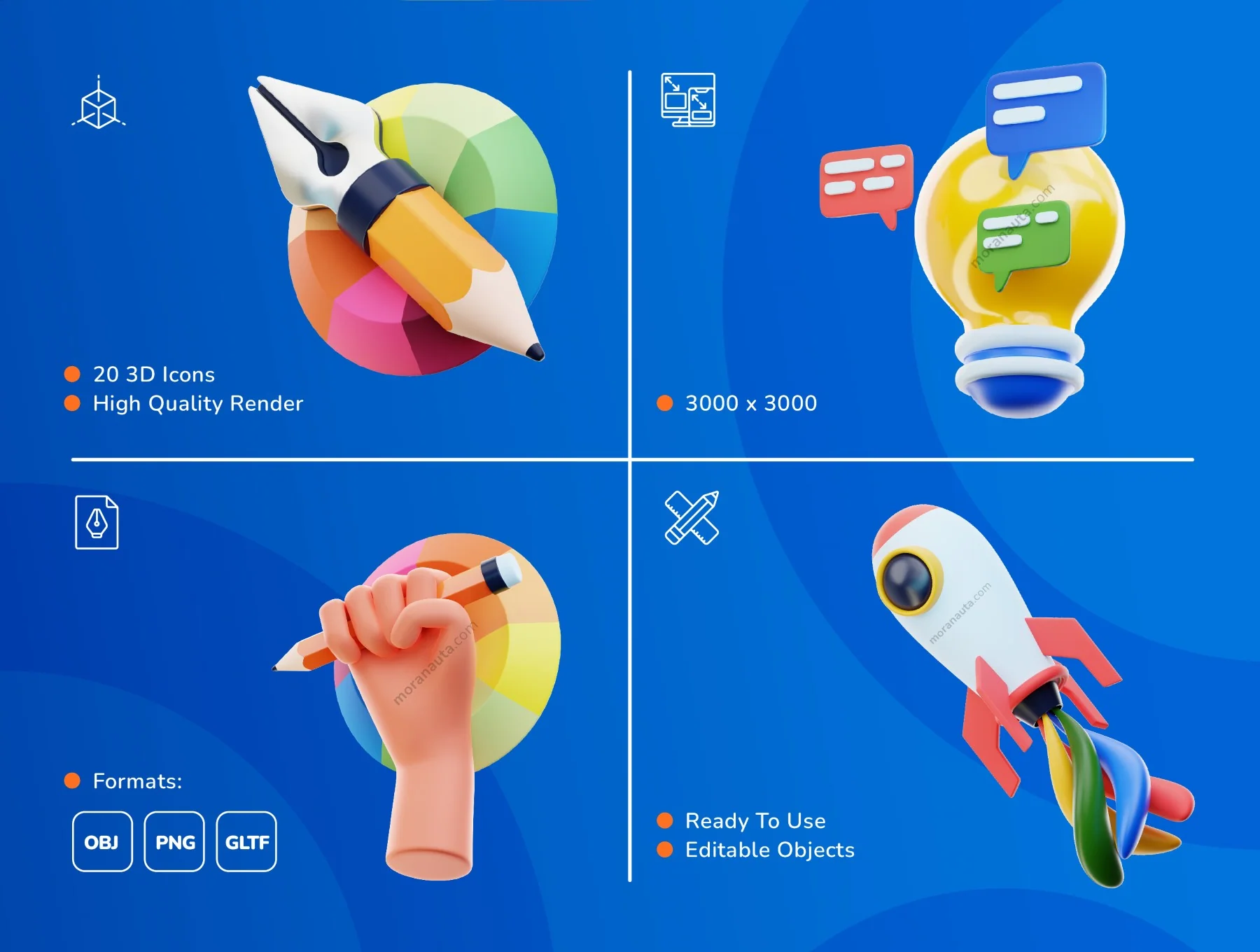 20 3D Design Thinking Icon Set 2