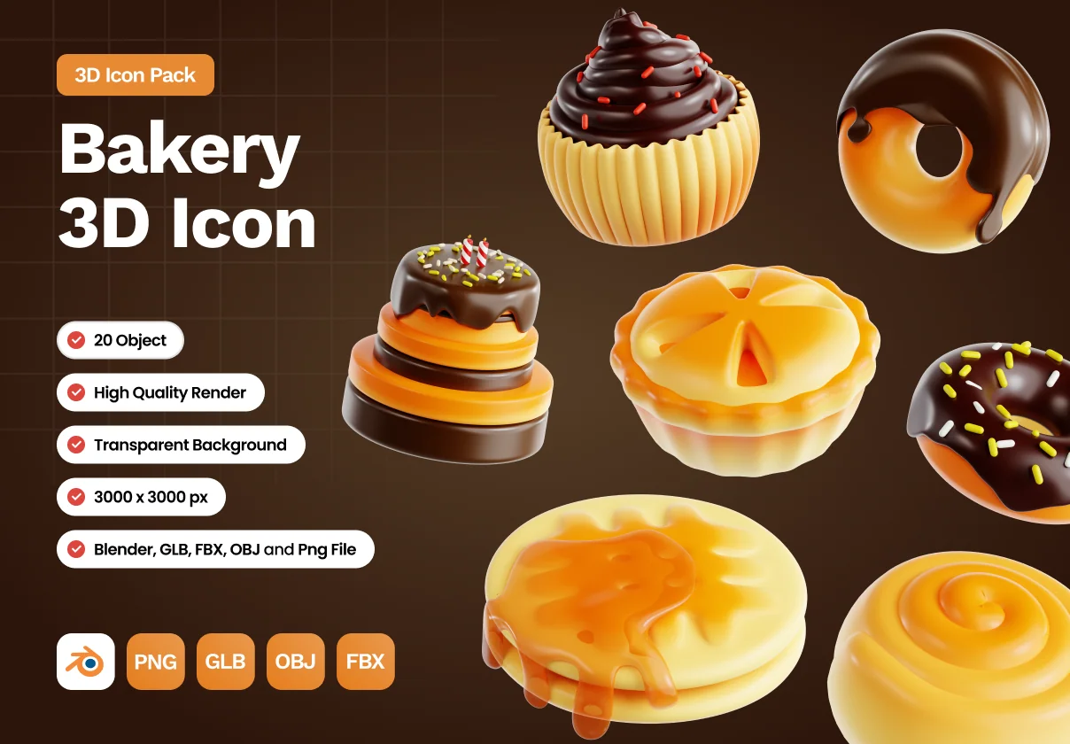 20 3D Icon Bakery