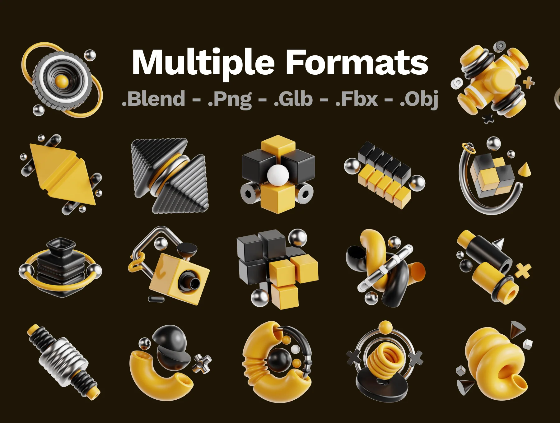 20 3D Unique Abstract Shapes Pack 5