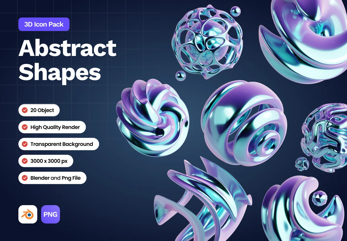 20 Abstract Shape 3D Pack