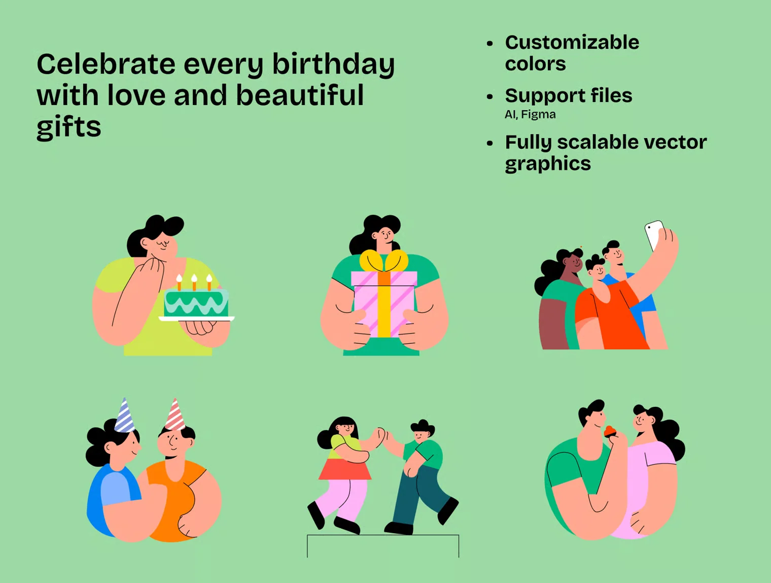20 Birthday Editable Illustration Sets 2