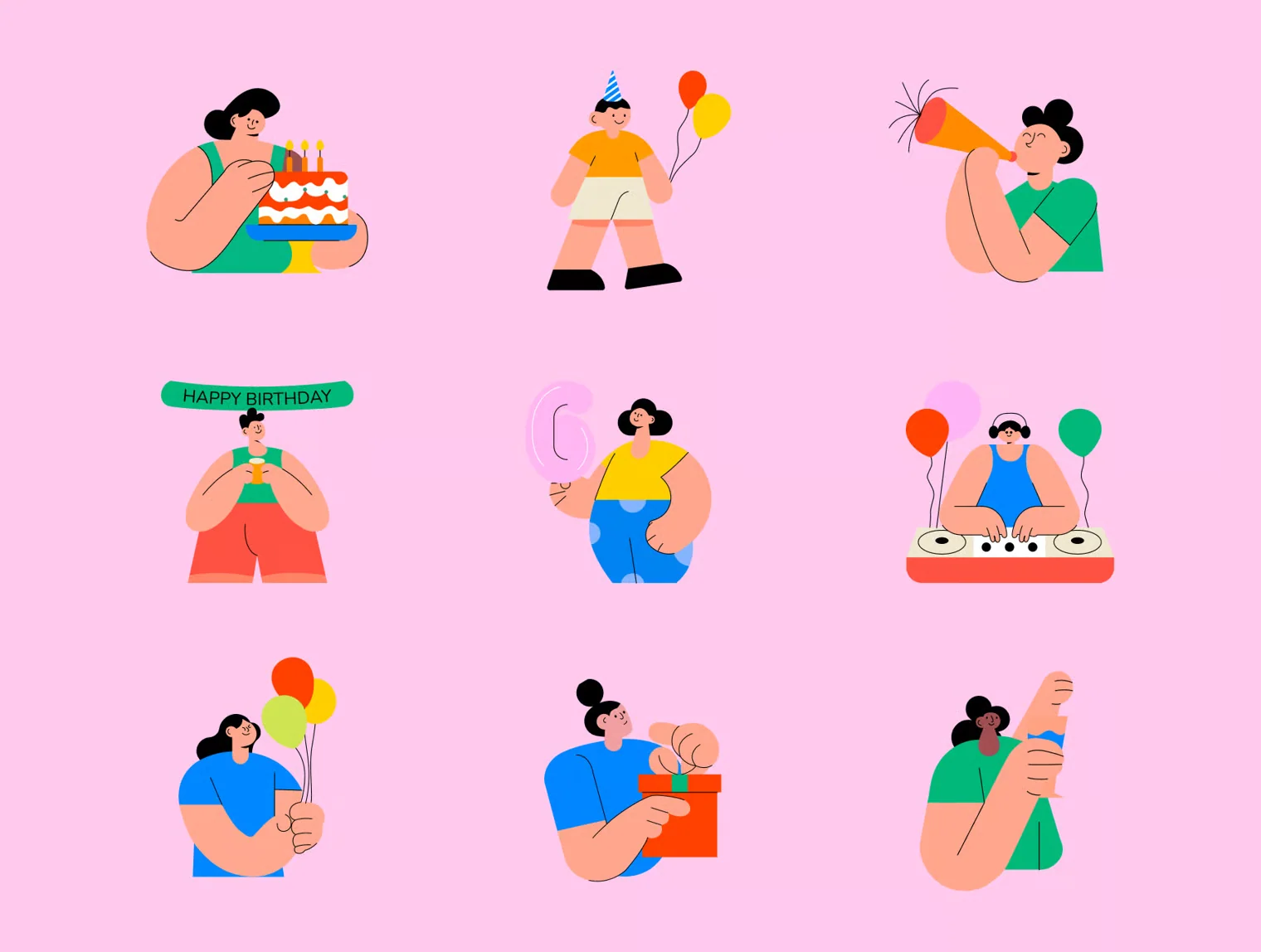 20 Birthday Editable Illustration Sets 6