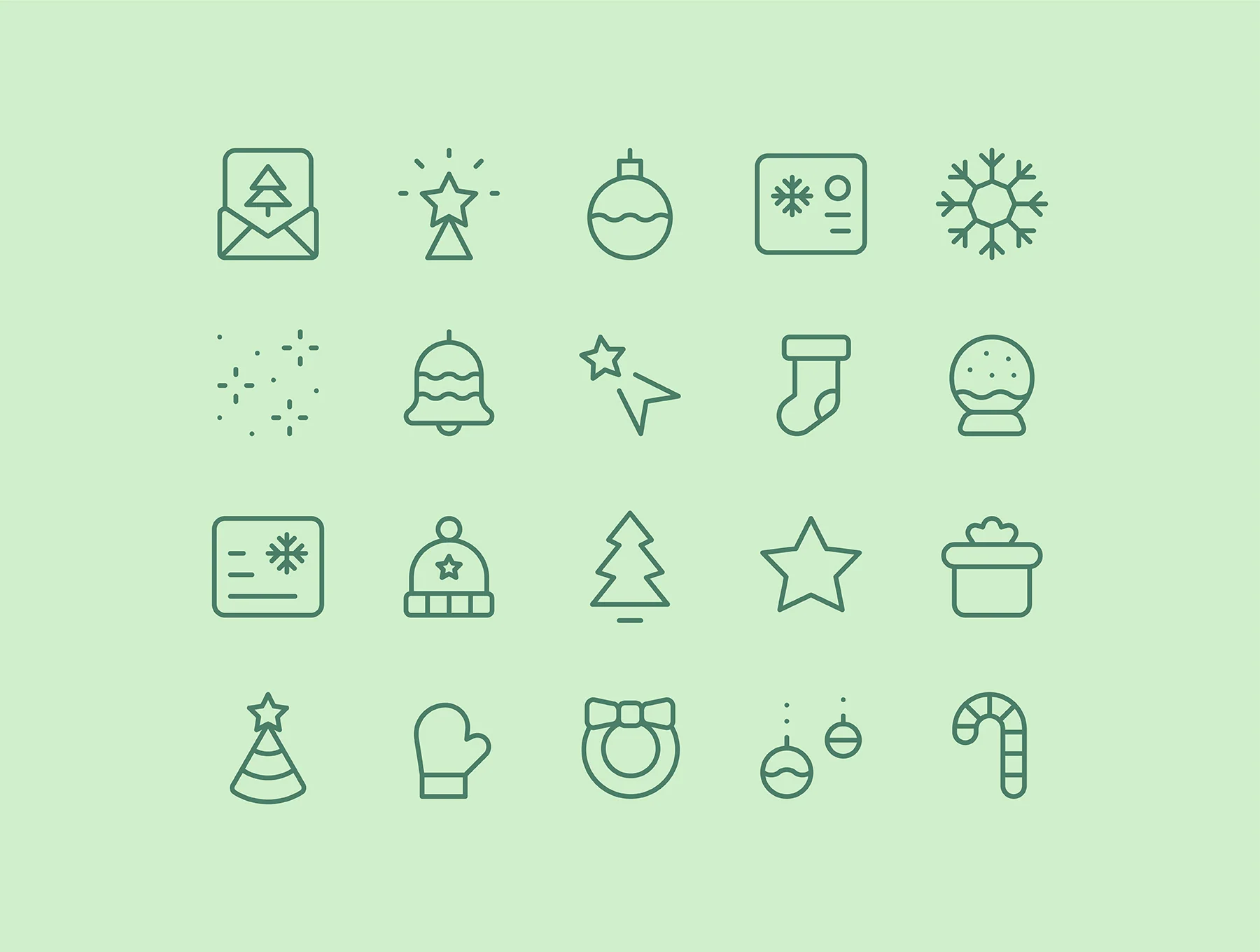 20 Christmas, New Year line icons 2